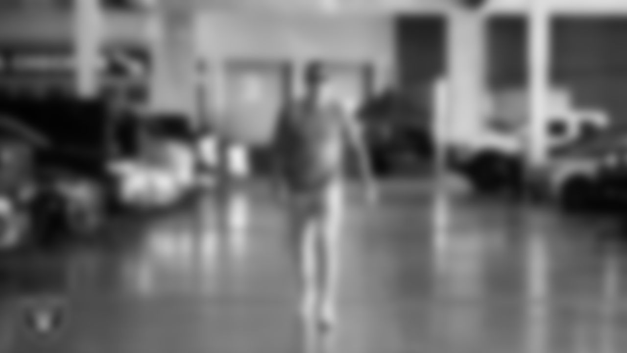 Las Vegas Raiders wide receiver Jack Bech (18) arrives to the regular season home game against the Cleveland Browns at Allegiant Stadium.