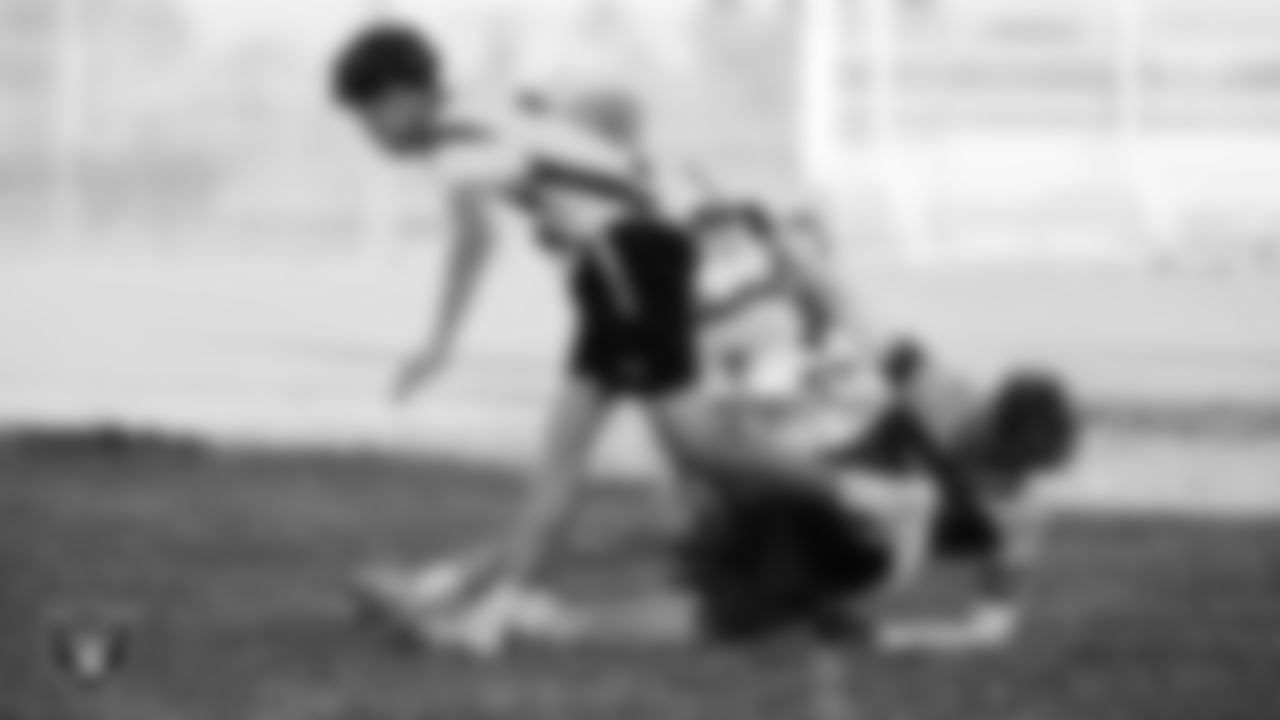 Ralph Cadwallader Middle School hosts Charles Hughes Middle School during the Las Vegas Raiders' Middle School Flag Football Showcase game at Ralph Cadwallader Middle School.