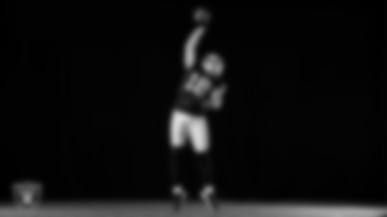Las Vegas Raiders wide receiver Jack Bech (18) poses for a photo at the 2025 Raiders Media Day.