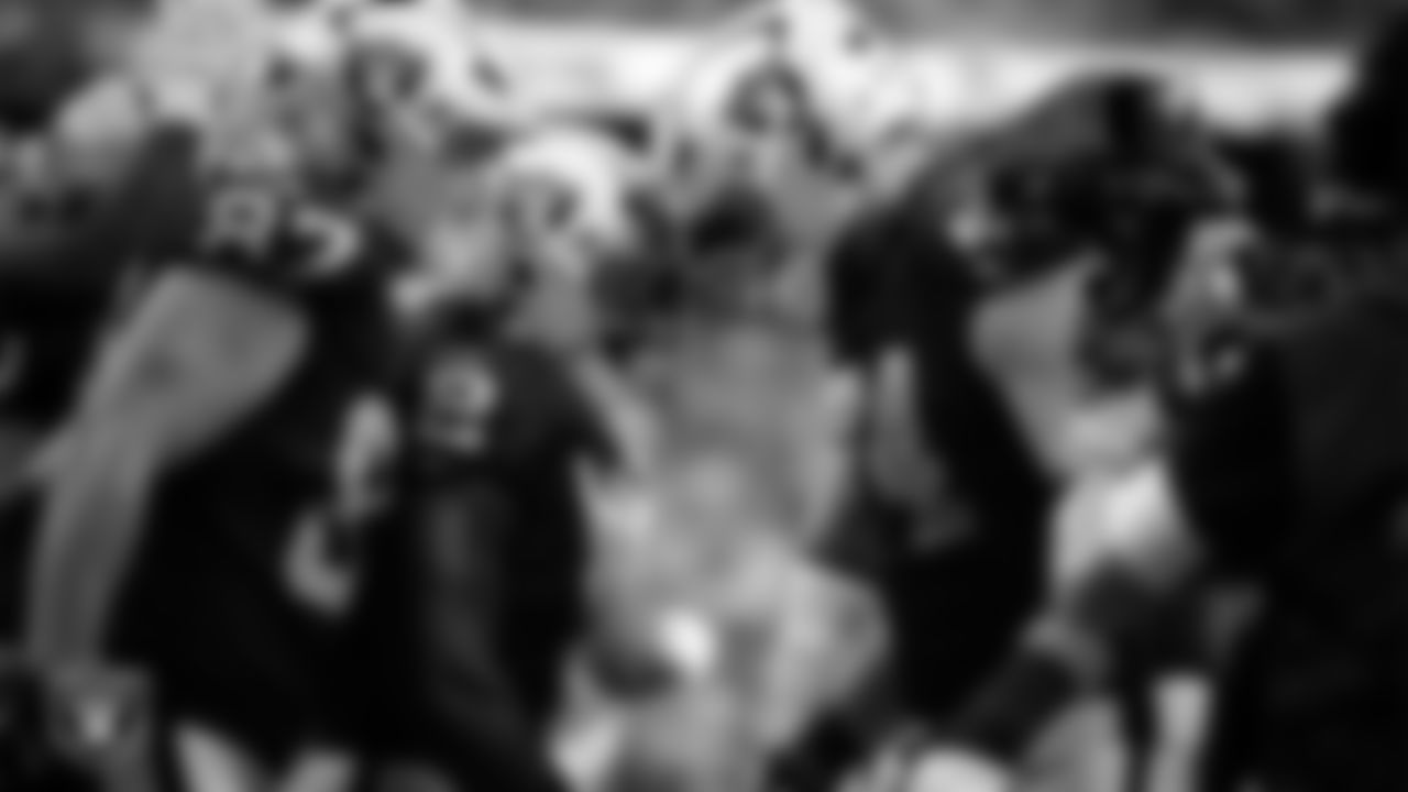 Las Vegas Raiders running back Ashton Jeanty (2) celebrates with tackle Kolton Miller (74) after rushing for a 1-yard touchdown during the preseason home game against the San Francisco 49ers at Allegiant Stadium.