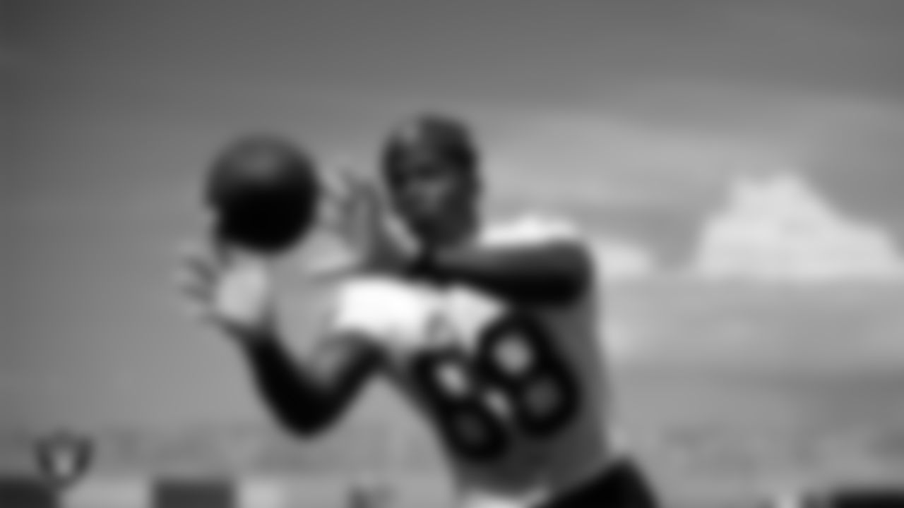 Las Vegas Raiders tight end Justin Shorter (88) at a workout during phase two of the offseason program at Intermountain Health Performance Center.