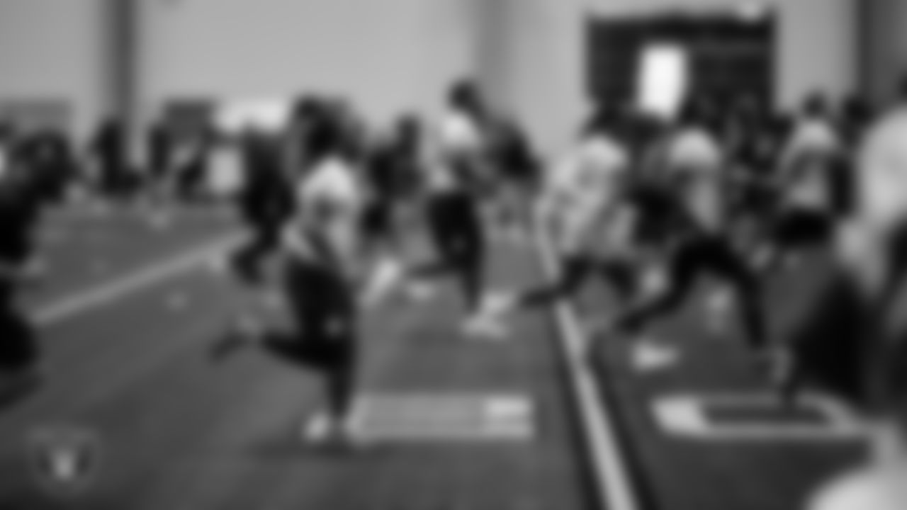 Las Vegas Raiders running back Ashton Jeanty (2) at a workout during phase two of the offseason program at Intermountain Health Performance Center.