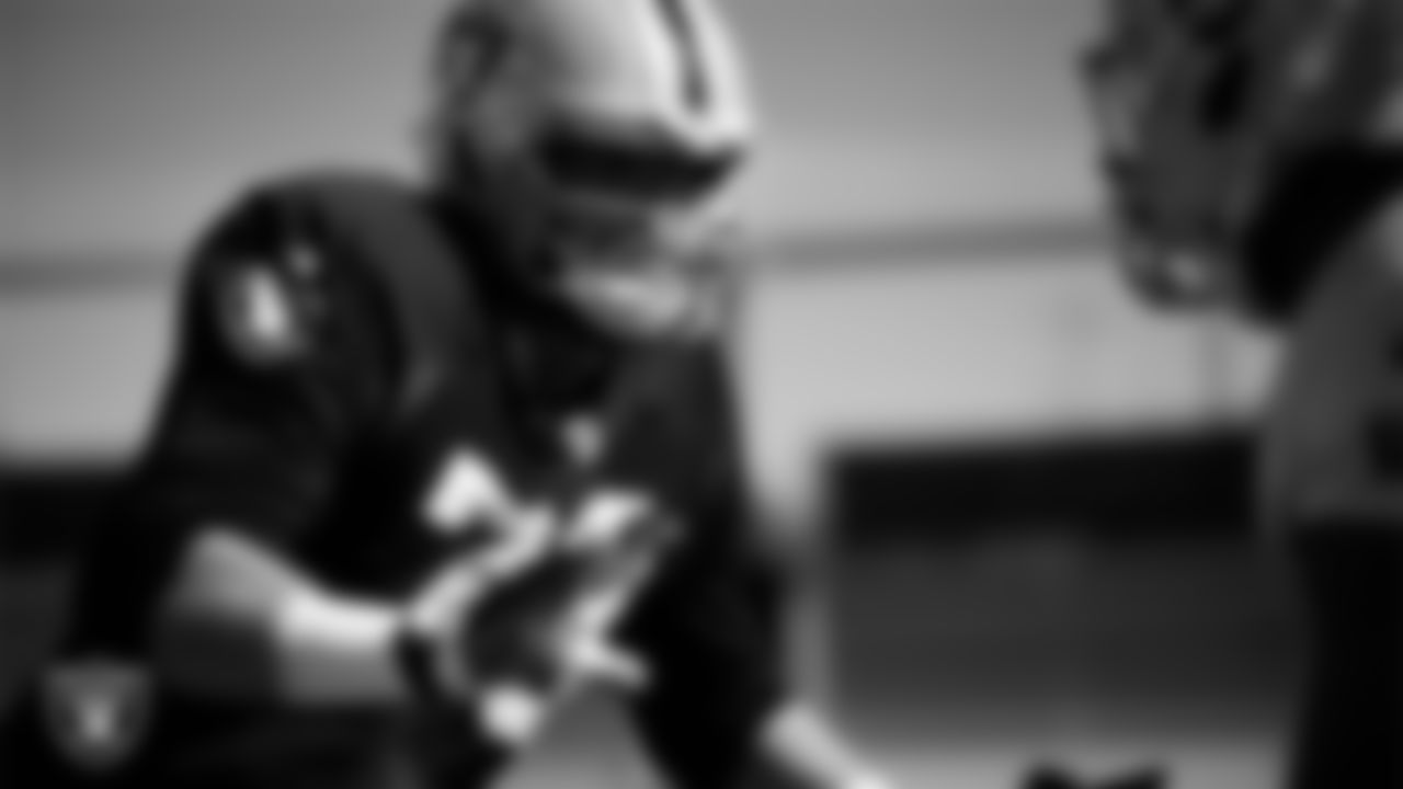 Las Vegas Raiders tackle Dalton Wagner (78) during practice at Intermountain Health Performance Center.