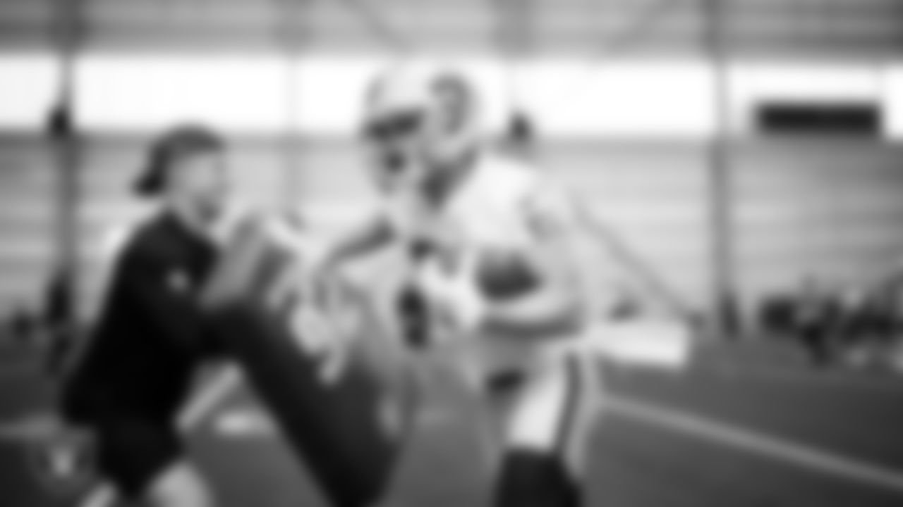 Las Vegas Raiders wide receiver Alex Bachman (81) during practice at Intermountain Health Performance Center.
