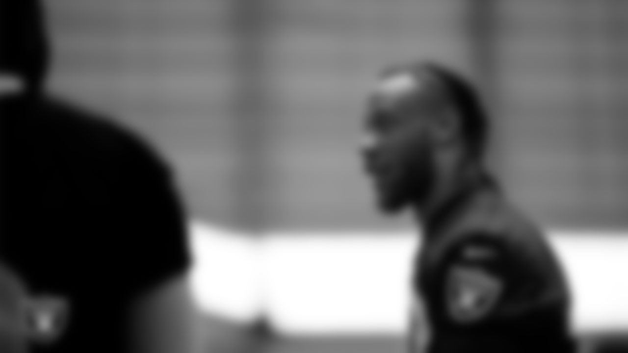 Las Vegas Raiders cornerback Eric Stokes (22) at a workout during phase two of the offseason program at Intermountain Health Performance Center.