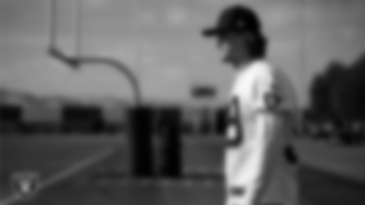 Las Vegas Raiders quarterback Kenny Pickett (15) during practice at Intermountain Health Performance Center.