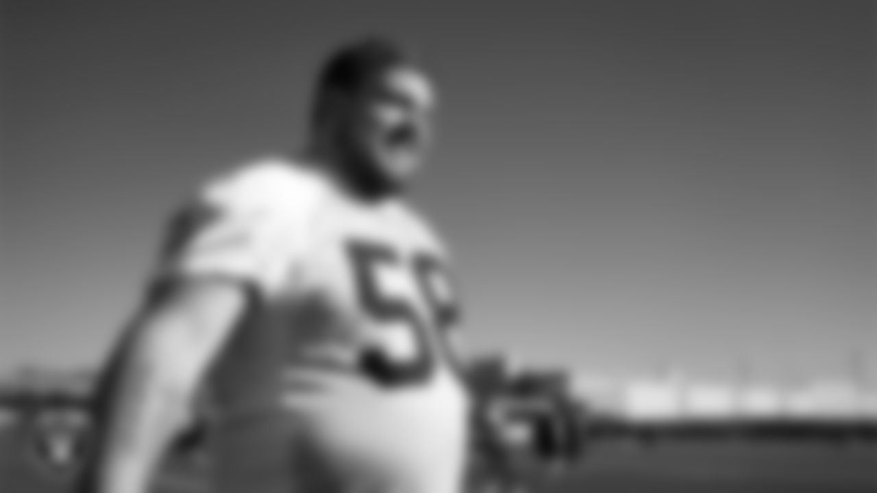 Las Vegas Raiders guard/center Jackson Powers-Johnson (58) during practice at Intermountain Health Performance Center.