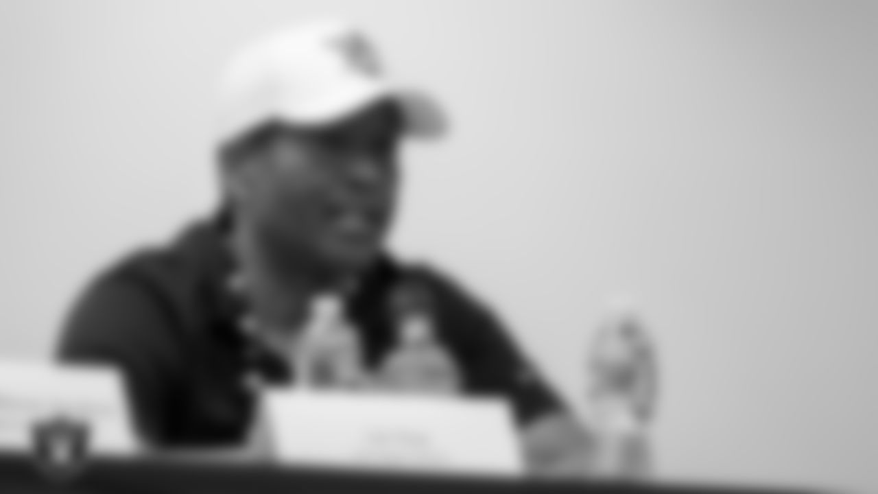 Las Vegas Raiders alumnus Leo Gray speaks on a panel during the Children's Attorneys Project at Pearson Community Center.