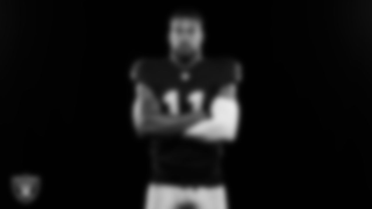 Las Vegas Raiders safety Jeremy Chinn (11) poses for a photo at the 2025 Raiders Media Day.