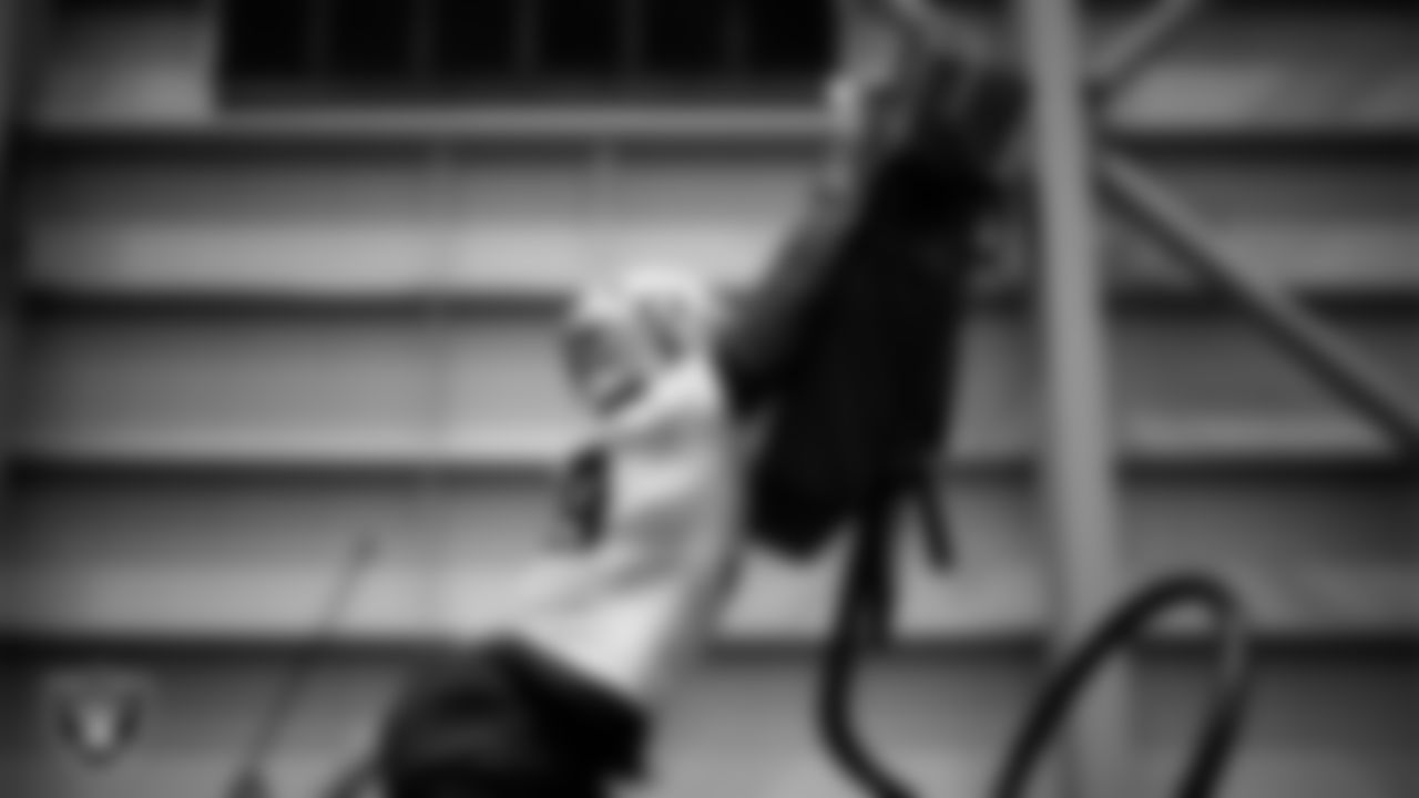 Las Vegas Raiders defensive tackle Thomas Booker IV (99) during practice at Intermountain Health Performance Center.