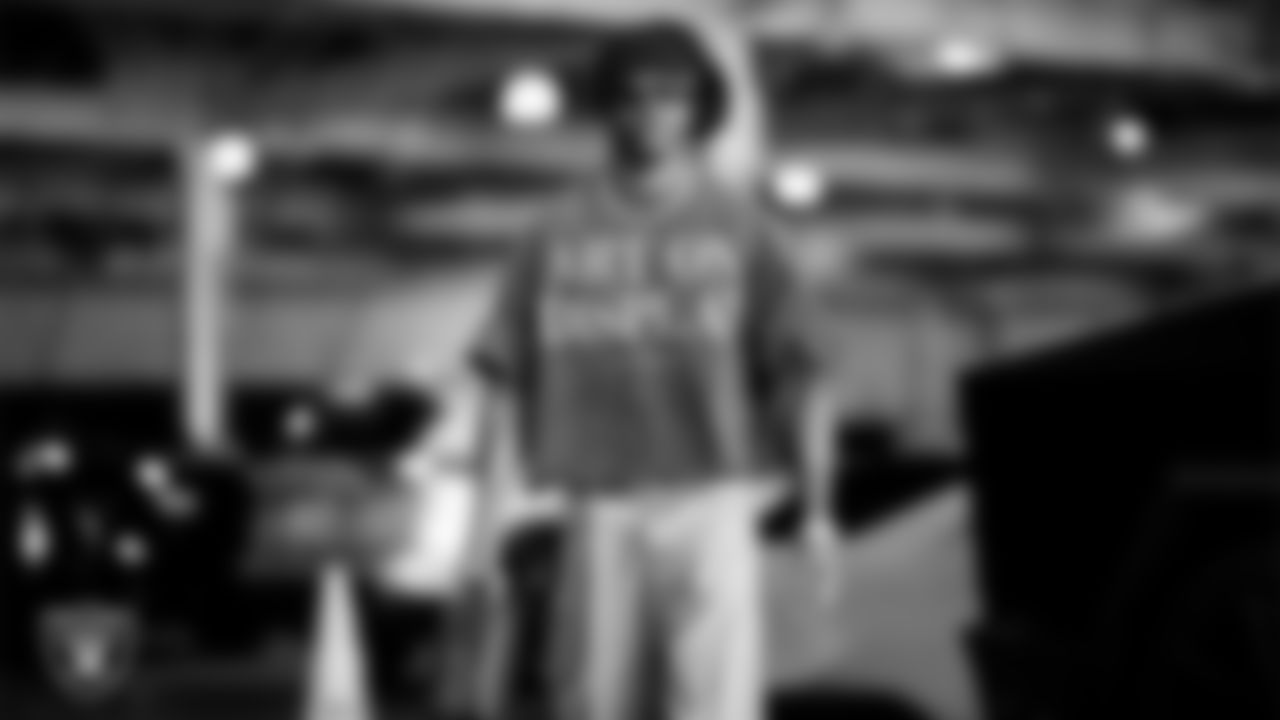 Las Vegas Raiders cornerback Decamerion Richardson (25) arrives to the regular season home game against the Jacksonville Jaguars at Allegiant Stadium.