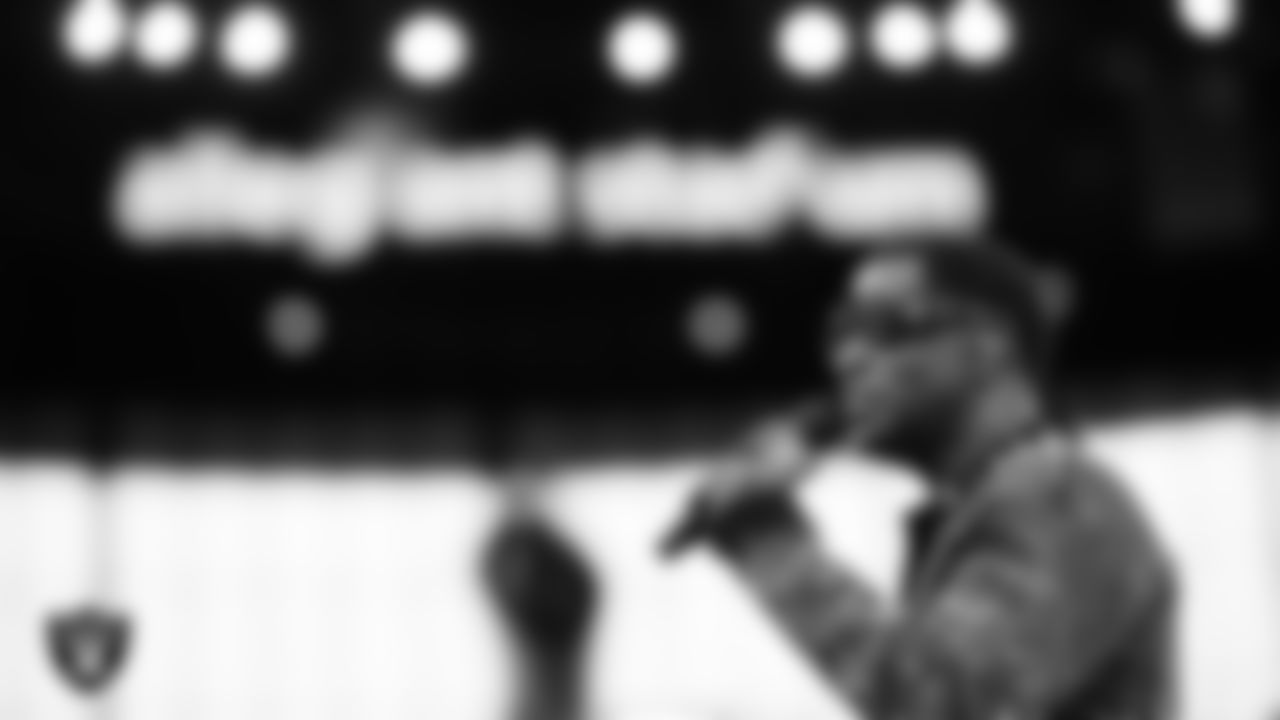 Singer-songwriter and record producer Babyface performs the national anthem before the Las Vegas Raiders' regular season home game against the New York Giants at Allegiant Stadium.