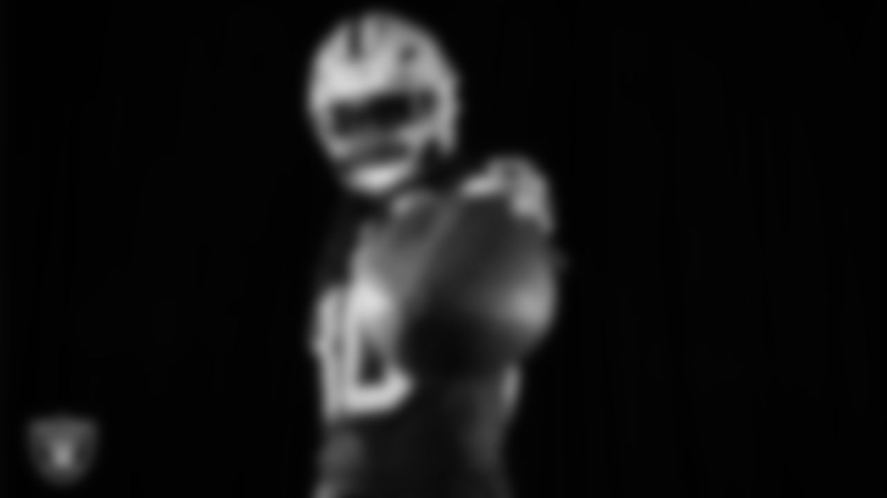 Las Vegas Raiders tight end Ian Thomas (80) poses for a photo at the 2025 Raiders Media Day.