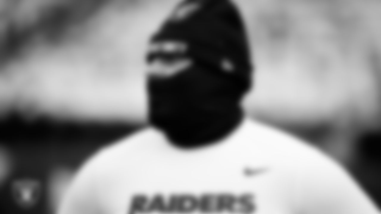 Las Vegas Raiders guard Caleb Rogers (76) warming up before the regular season away game against the Philadelphia Eagles at Lincoln Financial Field.