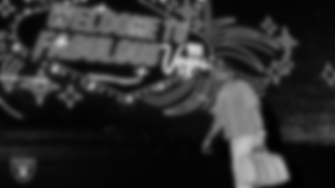 Las Vegas Raiders wide receiver Tre Tucker (1) arrives to the regular season home game against the Jacksonville Jaguars at Allegiant Stadium.