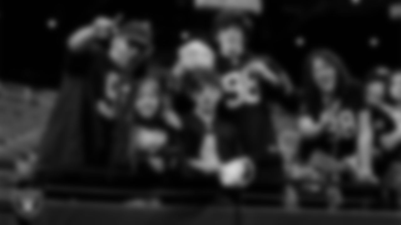 Fans before the Las Vegas Raiders' regular season home game against the Denver Broncos at Allegiant Stadium.