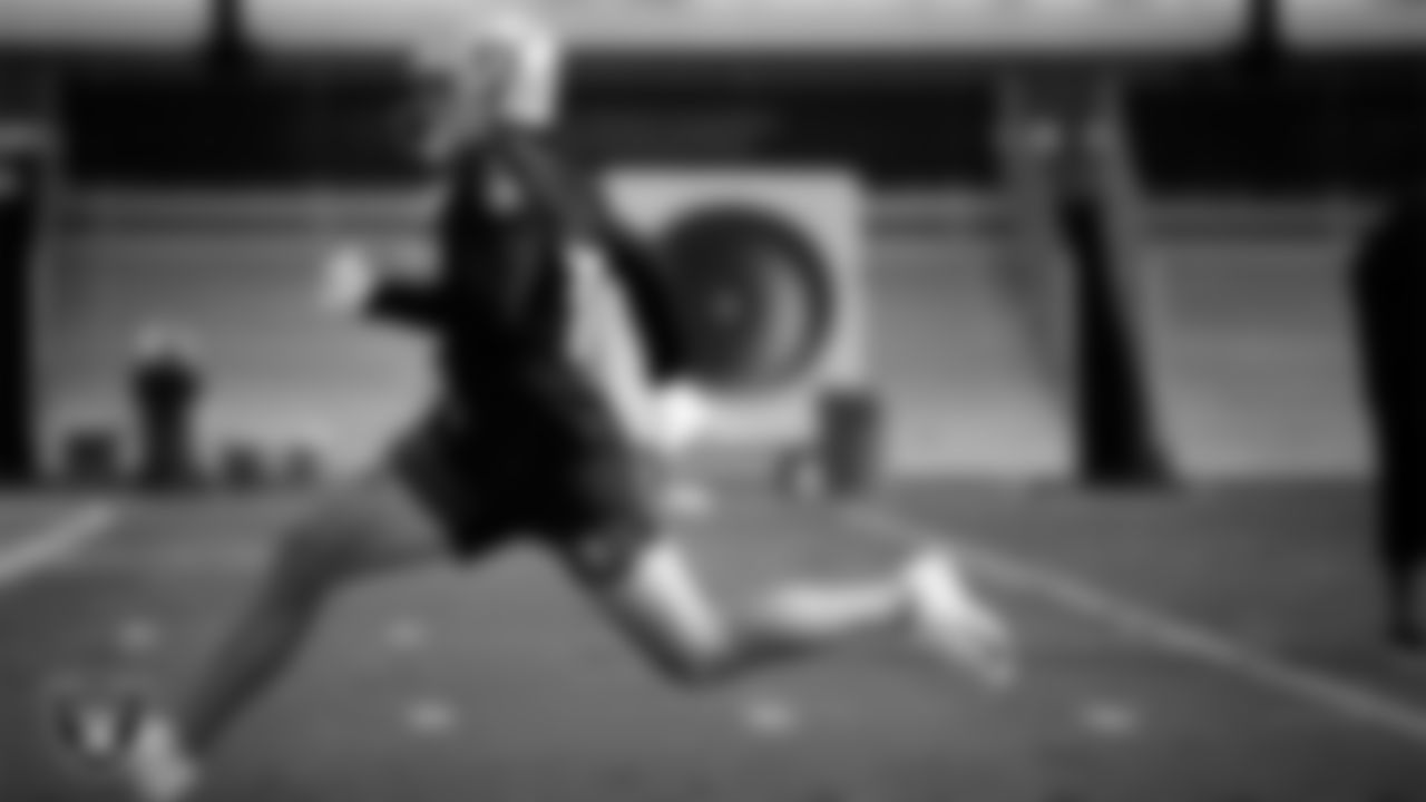 Las Vegas Raiders wide receiver Jack Bech (18) during practice at Intermountain Health Performance Center.