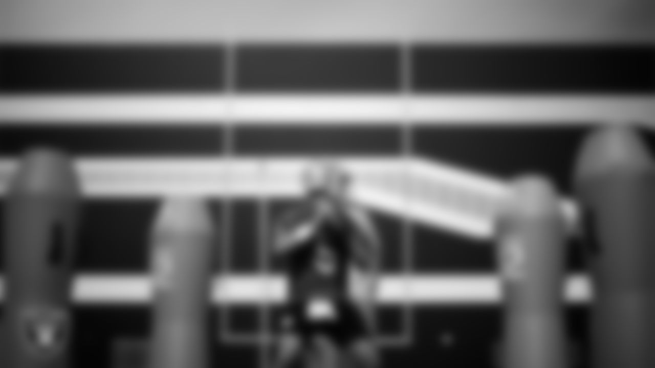 Las Vegas Raiders quarterback Cam Miller (5) during practice at Intermountain Health Performance Center.