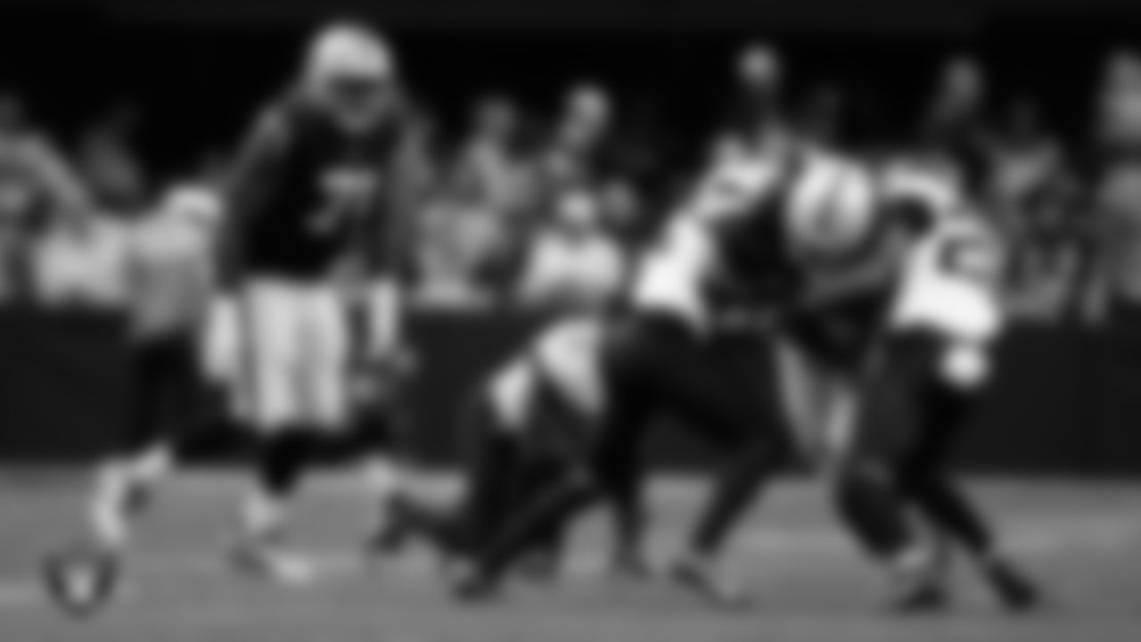 Las Vegas Raiders running back Ashton Jeanty (2) rushes during the regular season home game against the Jacksonville Jaguars at Allegiant Stadium.