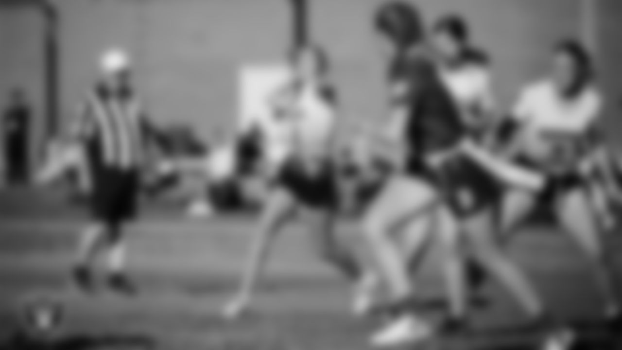 Ralph Cadwallader Middle School hosts Charles Hughes Middle School during the Las Vegas Raiders' Middle School Flag Football Showcase game at Ralph Cadwallader Middle School.