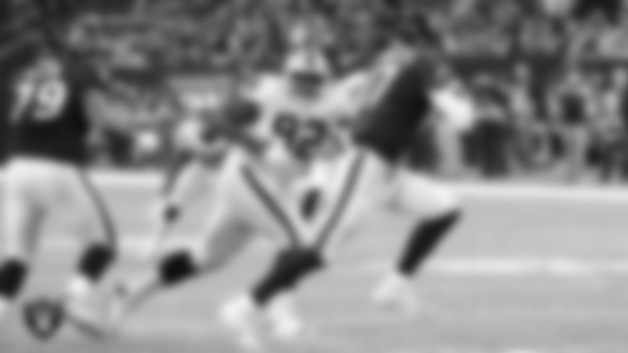 Oakland Raiders defensive tackle Stacy McGee (92) during the Wild Card Playoff game against the Houston Texans at NRG Stadium, Saturday, January 7, 2017, in Houston, Texas.