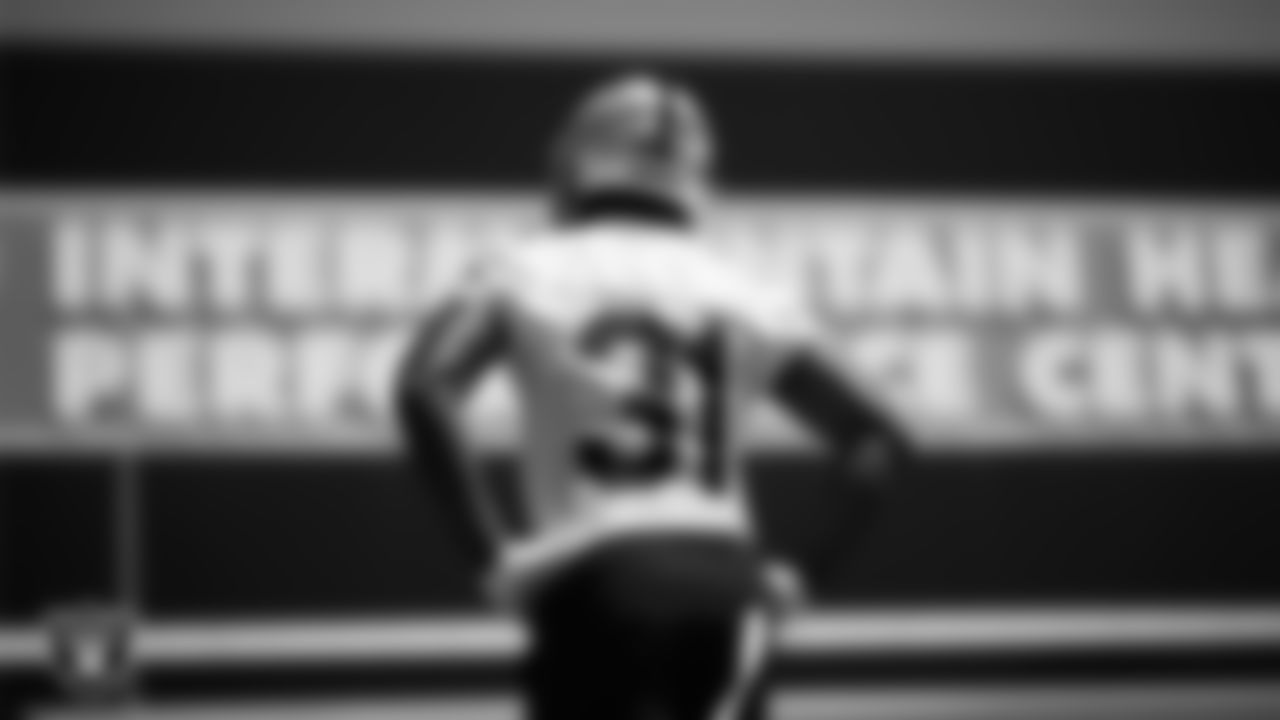 Las Vegas Raiders running back Raheem Mostert (31) at an Organized Team Activity (OTA) at Intermountain Health Performance Center.
