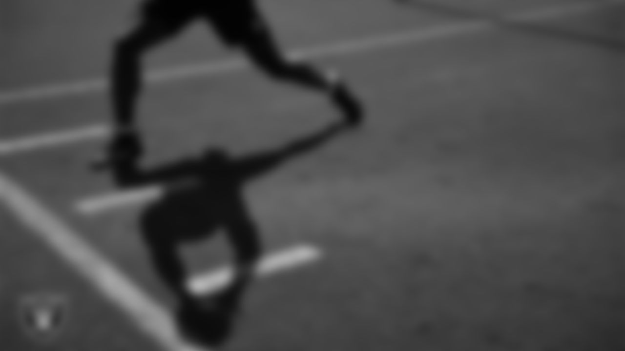 Las Vegas Raiders wide receiver Shedrick Jackson (4) during practice at Intermountain Health Performance Center.