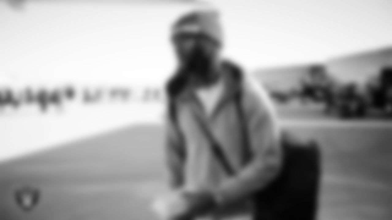 Las Vegas Raiders cornerback Eric Stokes (22) departs for the regular season away game against the Philadelphia Eagles.