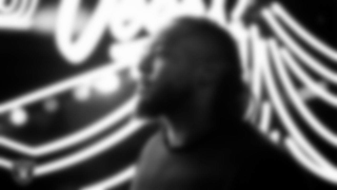 Las Vegas Raiders defensive tackle Adam Butler (69) arrives to the regular season home game against the New York Giants at Allegiant Stadium.