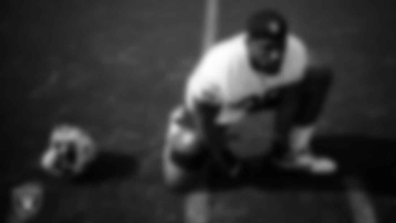 Las Vegas Raiders defensive tackle Thomas Booker IV (99) during practice at Intermountain Health Performance Center.