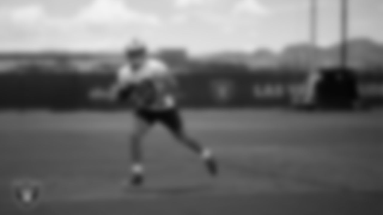 Las Vegas Raiders tight end Brock Bowers (89) at an Organized Team Activity (OTA) at Intermountain Health Performance Center.