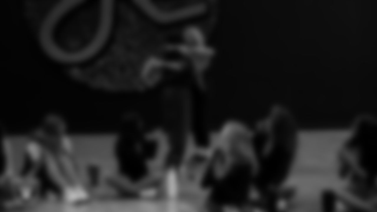 A dancer receives a Silver Ticket during a recruitment clinic at The Studio.