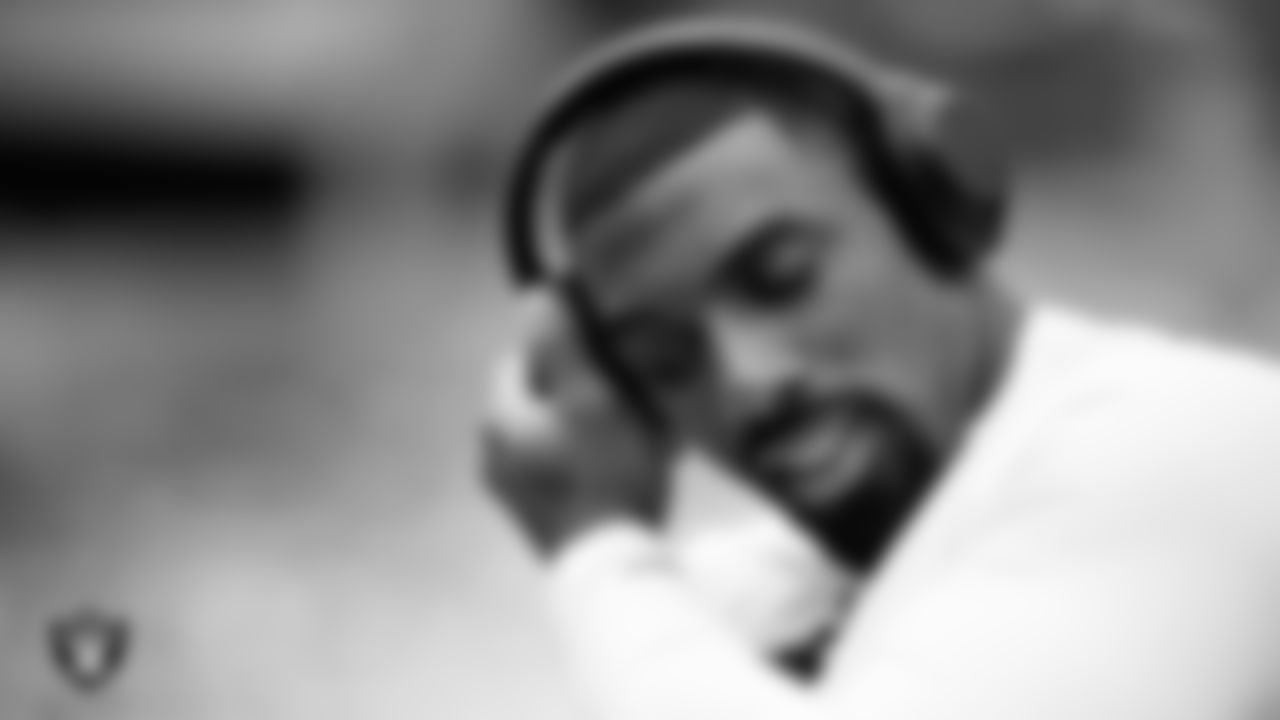 Las Vegas Raiders defensive tackle Thomas Booker IV (99) warming up before the regular season away game against the Philadelphia Eagles at Lincoln Financial Field.