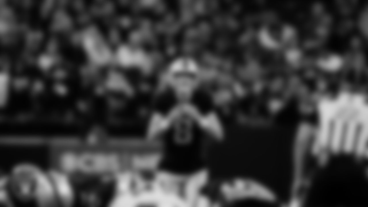 Las Vegas Raiders kicker Daniel Carlson (8) lines up before kicking a 55-yard field goal during the regular season home game against the Kansas City Chiefs at Allegiant Stadium.