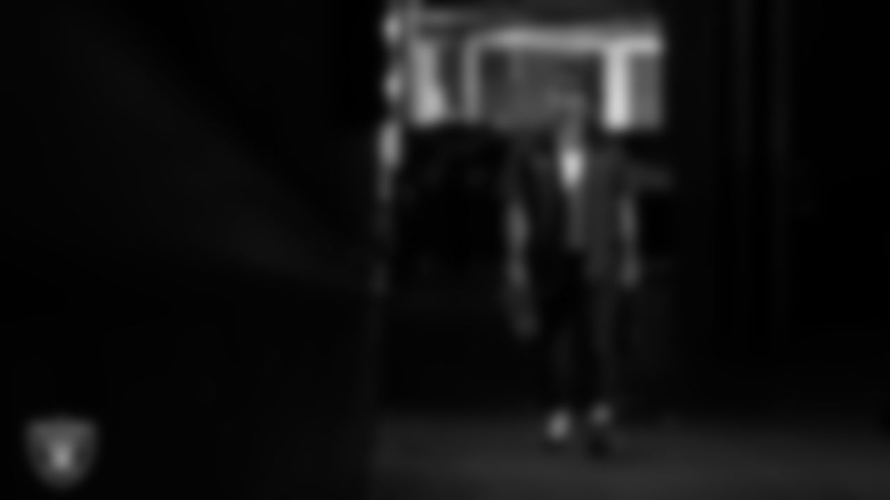 Las Vegas Raiders wide receiver Shedrick Jackson (4) arrives to the regular season home game against the Kansas City Chiefs at Allegiant Stadium.