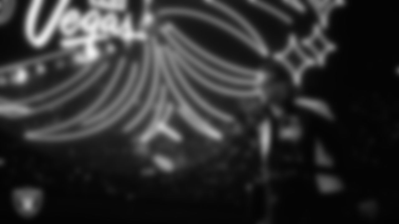 Las Vegas Raiders wide receiver Alex Bachman (81) arrives to the regular season home game against the New York Giants at Allegiant Stadium.