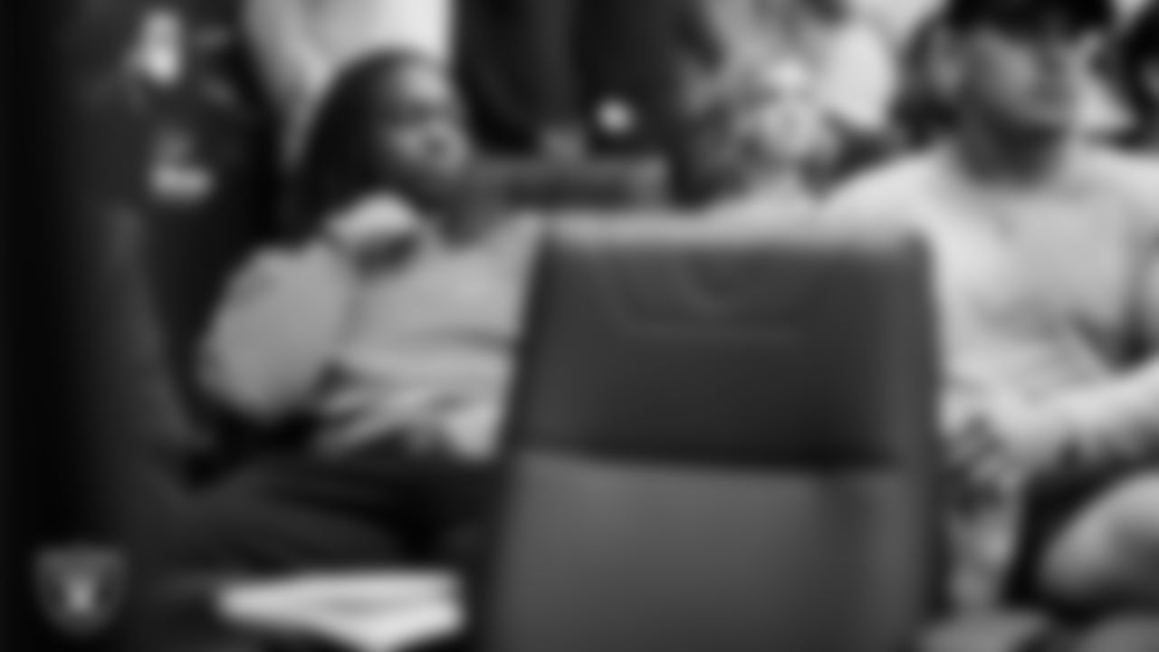 Las Vegas Raiders running back Ashton Jeanty (2) during Head Coach Klint Kubiak's introductory press conference at Intermountain Health Performance Center.