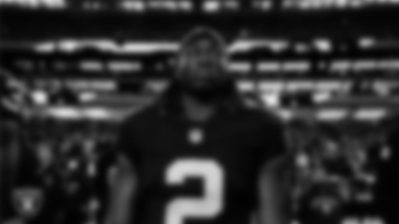 Las Vegas Raiders running back Ashton Jeanty (2) during the national anthem before the regular season home game against the Dallas Cowboys at Allegiant Stadium.