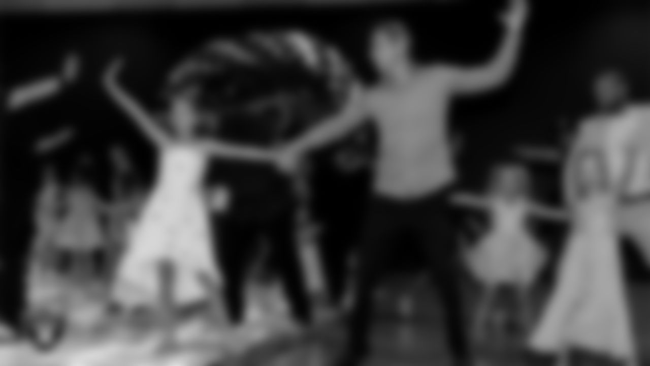 Attendees learn a dance during the Valentine's Day Dance at The Studio.