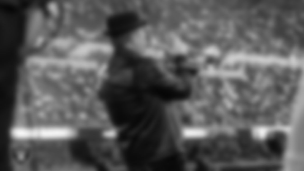 The Raiders House Band performs before the regular season home game against the Denver Broncos at Allegiant Stadium.