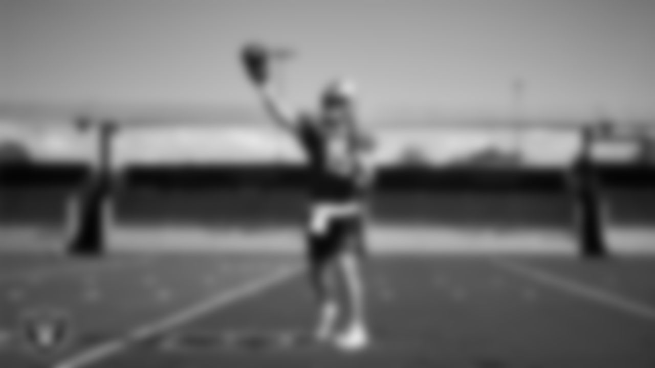 Las Vegas Raiders quarterback Kenny Pickett (15) during practice at Intermountain Health Performance Center.