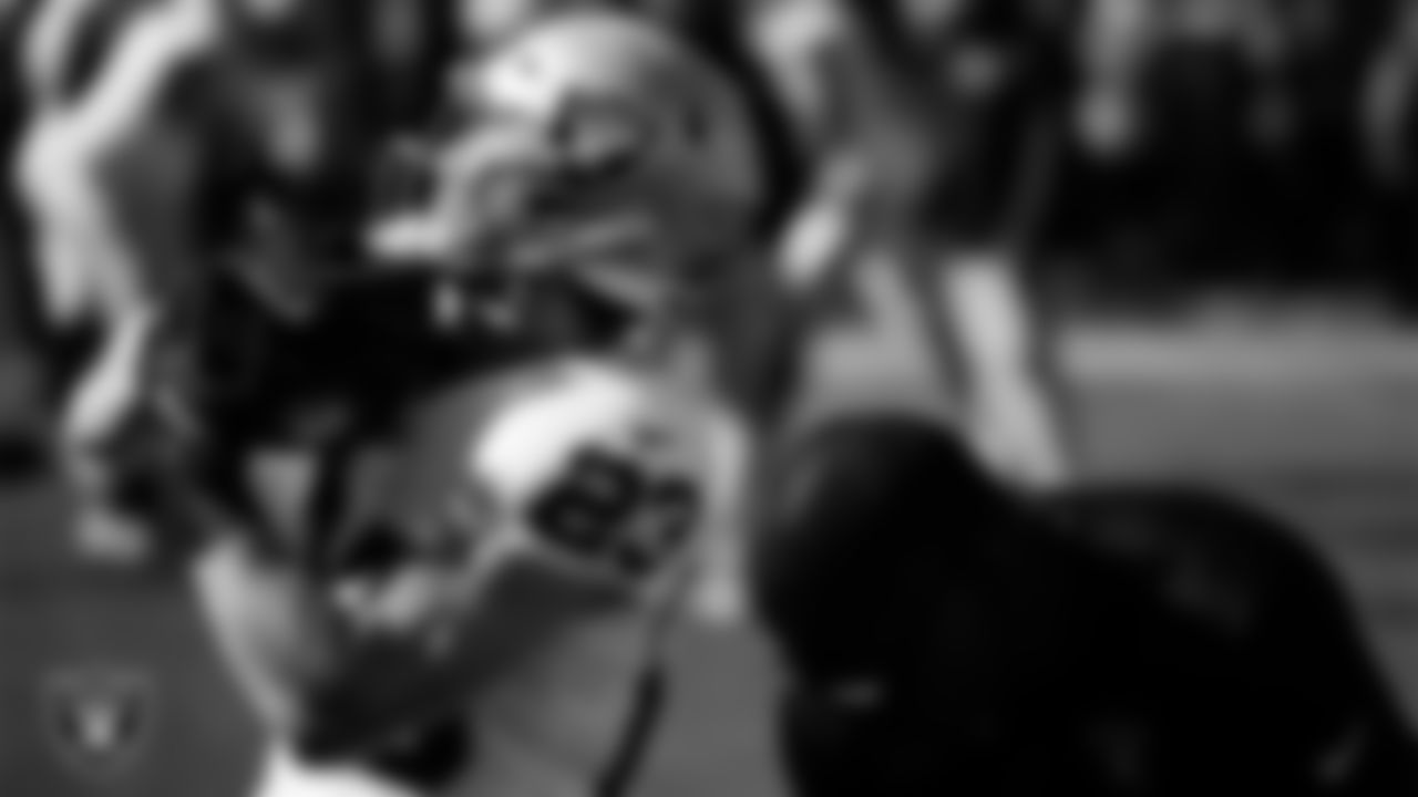Las Vegas Raiders running back Dylan Laube (23) warming up before the regular season away game against the Kansas City Chiefs at GEHA Field at Arrowhead Stadium.
