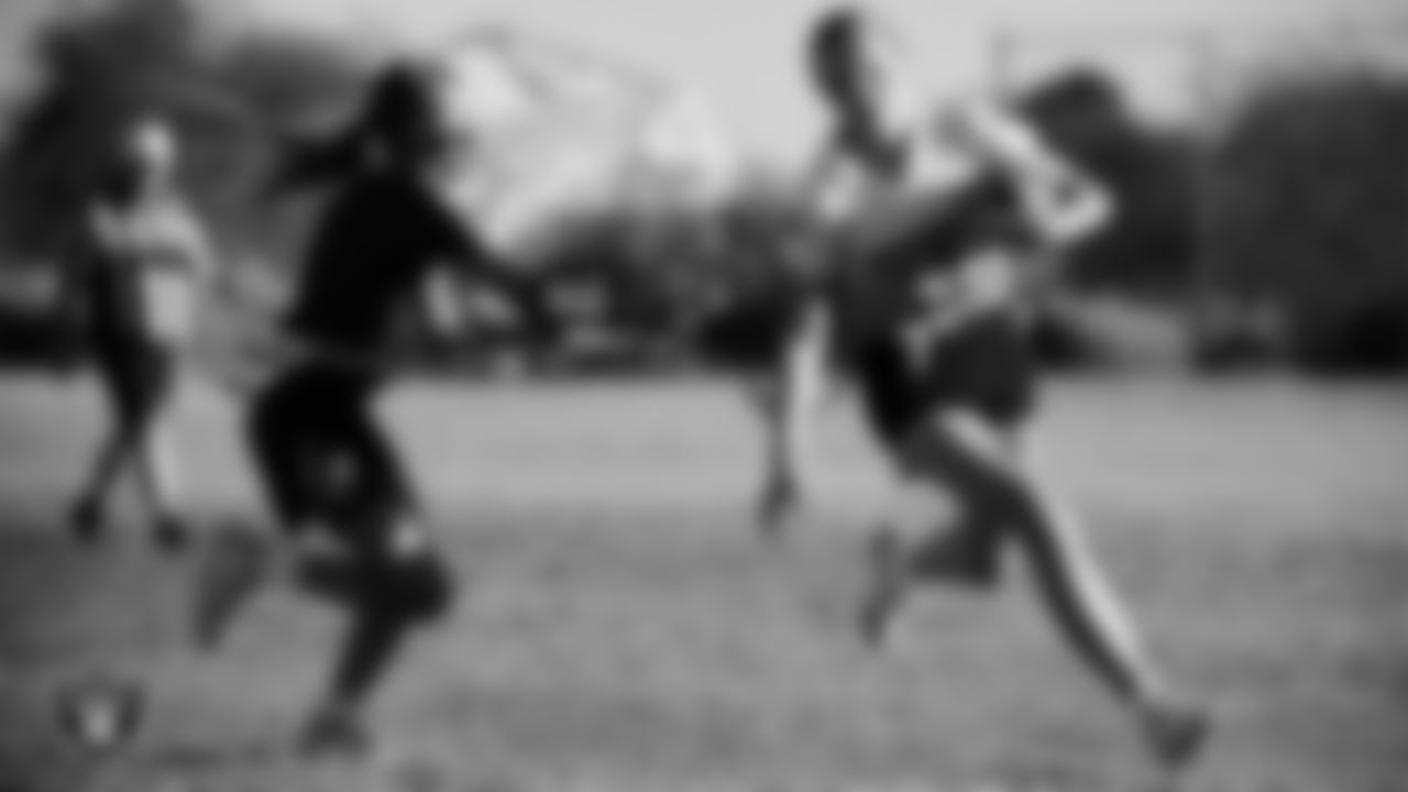 Ralph Cadwallader Middle School hosts Charles Hughes Middle School during the Las Vegas Raiders' Middle School Flag Football Showcase game at Ralph Cadwallader Middle School.