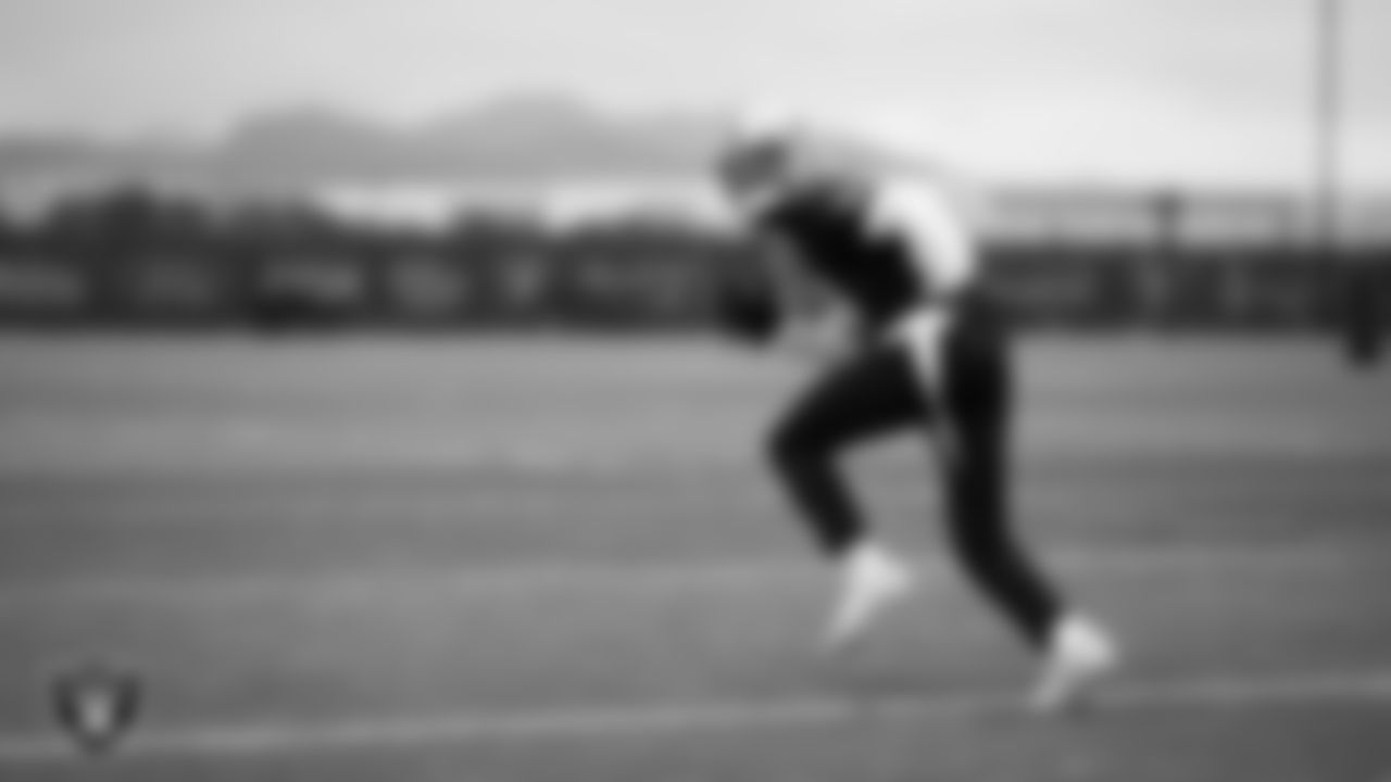 Las Vegas Raiders cornerback Jack Jones (18) during practice at Intermountain Health Performance Center.