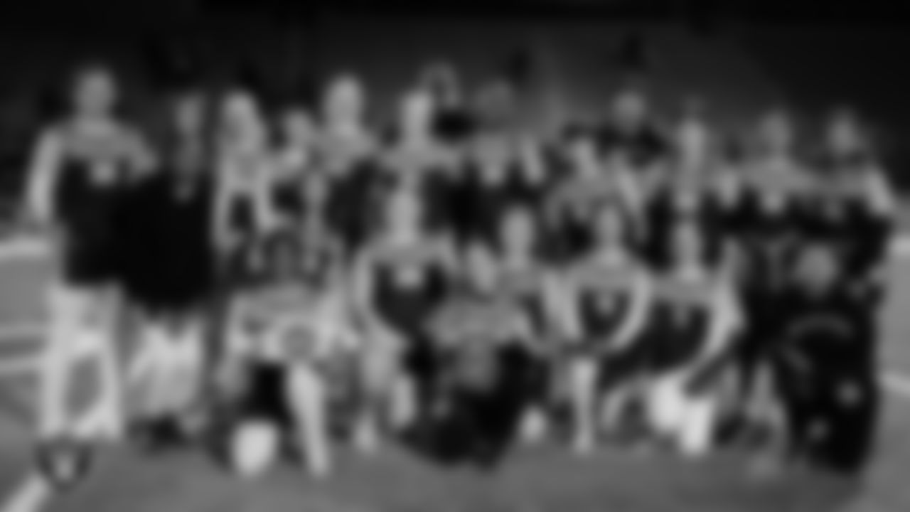 The Bonanza High School flag football team poses for a photo after the Las Vegas Raiders' High School Flag Football Showcase game at Bonanza High School.