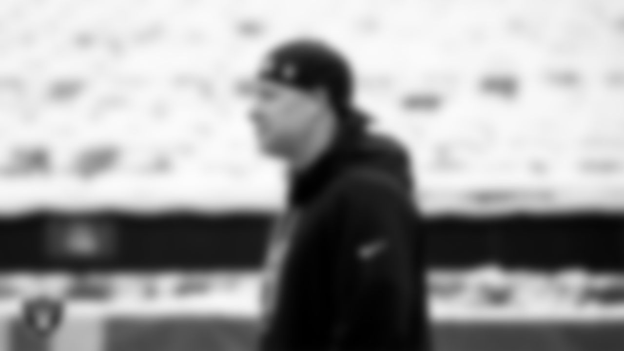 Las Vegas Raiders linebackers coach John Glenn before the regular season away game against the Philadelphia Eagles at Lincoln Financial Field.