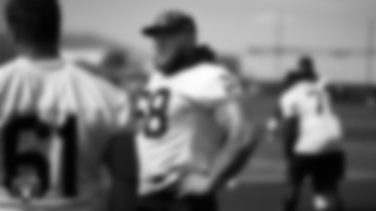 Las Vegas Raiders center Andre James (68) at a workout during phase two of the offseason program at Intermountain Health Performance Center.