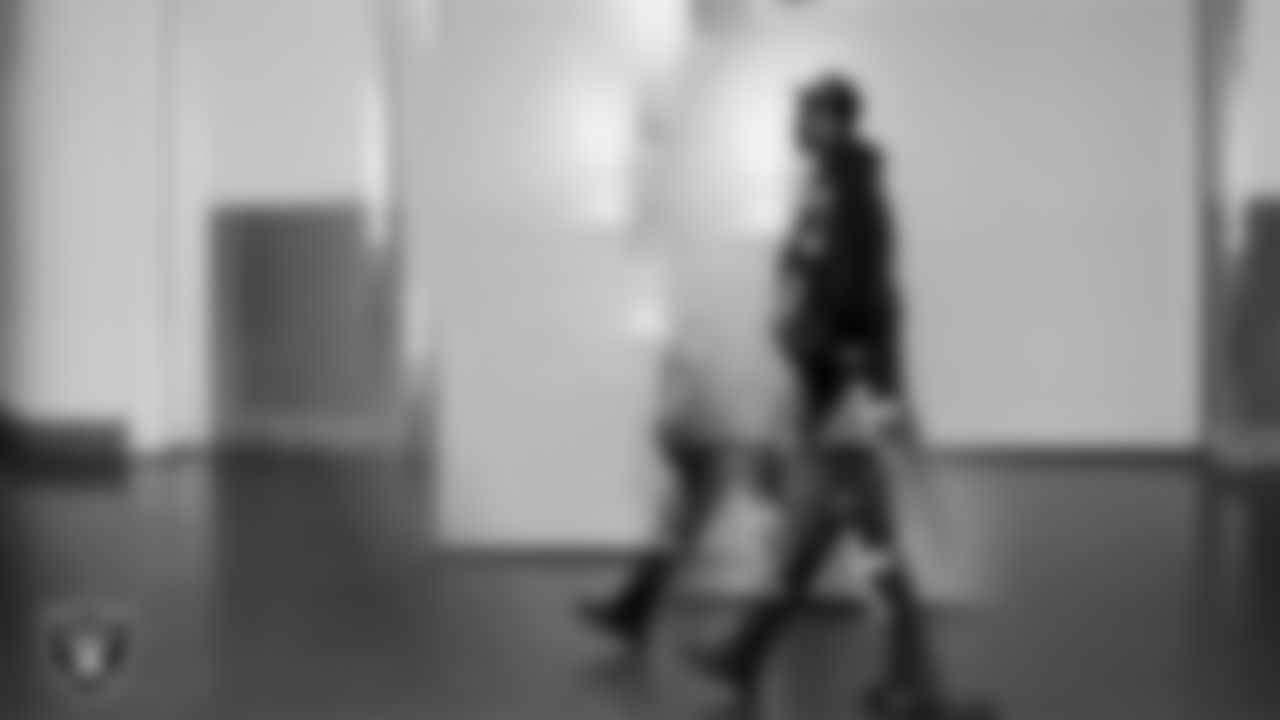 Las Vegas Raiders cornerback Darnay Holmes (30) arrives to the regular season away game against the Los Angeles Chargers at SoFi Stadium.