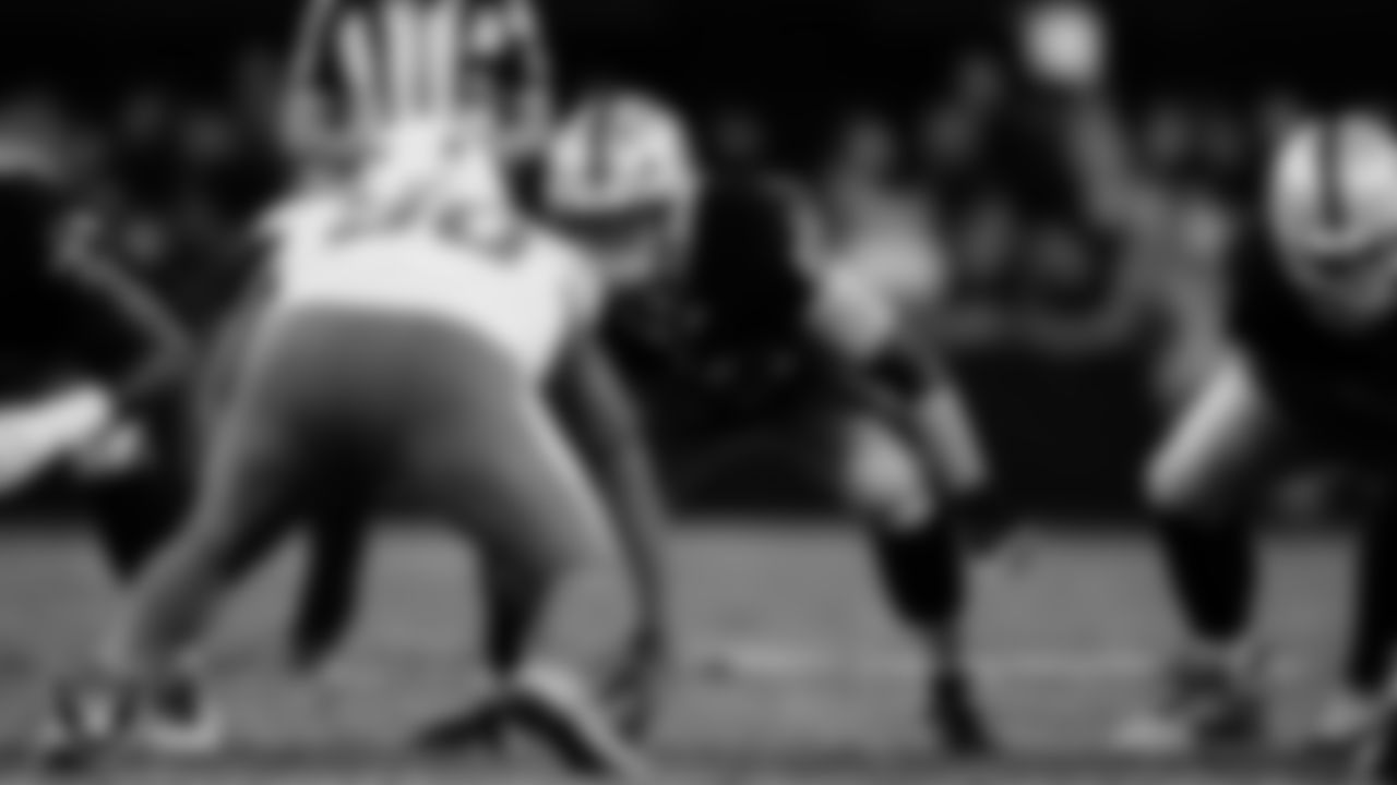 Las Vegas Raiders guard Alex Cappa (65) during the regular season home game against the Los Angeles Chargers at Allegiant Stadium.