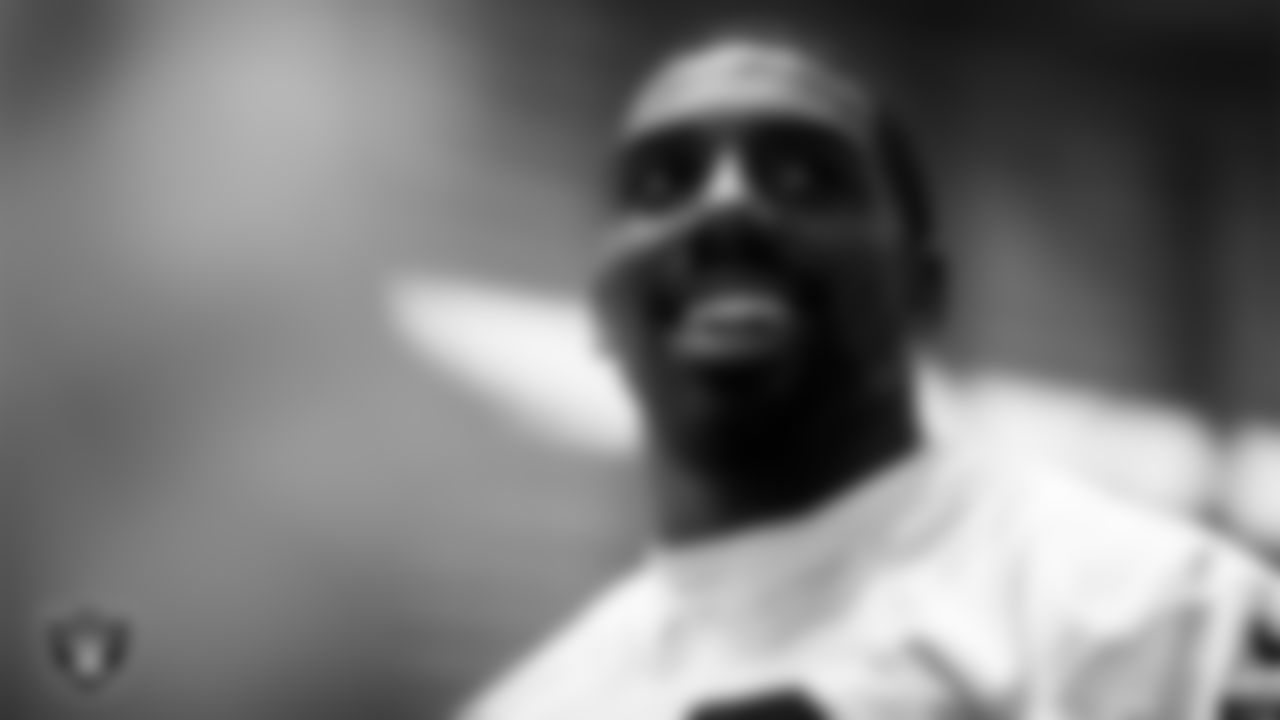 Las Vegas Raiders defensive tackle Thomas Booker IV (99) during practice at Intermountain Health Performance Center.